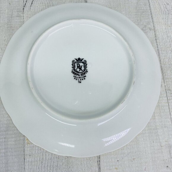 Royal Kent POLAND RKT3 Bavarian Rose Gold Trim Scallop China Salad Plates Set 4 - Picture 2 of 15